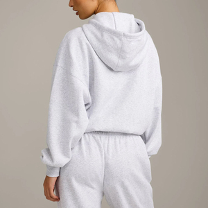 <span class=keywords><strong>Veste</strong></span> de survêtement zippée courte pour <span class=keywords><strong>femme</strong></span>, en molleton ultra doux, à épaules tombantes, style décontracté, de haute qualité - Product Image 3