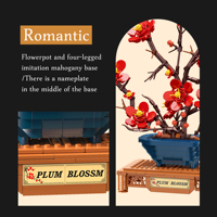 Set Blok Bangunan Plum Blossom DIY Model MOC Buket Dekorasi Desktop Hadiah Koleksi Dewasa Hari Ulang Tahun