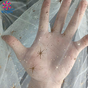 Poliéster personalizado fortalecer la tela de malla estampado <span class=keywords><strong>en</strong></span> caliente <span class=keywords><strong>cielo</strong></span> estrellado Punto oro brillante hoja tul Power Malla tela ropa falda - Product Image 2