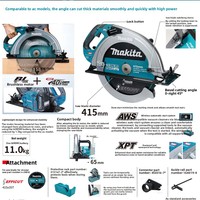Scie circulaire sans fil Makita HS013GZ 40V Max XGT sans balais, 415 mm, pour travaux lourds, avec AWS