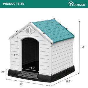 Groot Plastic Hondenhok Buiten Geïsoleerd Hondenhok Waterbestendig Eenvoudig Te Monteren Stevige Kennel Met Plastic Hondenhok - Product Image 4