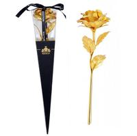 Künstliche Goldene Rosen Valentinstag Muttertag Jahrestag Geburtstagsgeschenke Galaxie-Rose Mit Band Geschenkbox