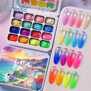 Gel Polish Résine 4-en-1 16 Couleurs pour Estampage Dégradé & Dessin, Durcissement UV/LED, Palette 35ml - Product Image 1