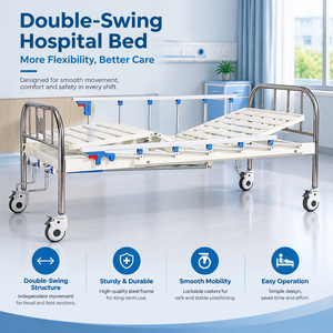 Cama de Hospital con Manivela Doble, Base Articulada de Cuatro Secciones, Cabecera de Tubo Cromado de 38 mm de Diámetro para Licitaciones Públicas - Product Image 2