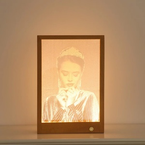 Lámpara Nocturna USB de Nuevo Estilo, Marco de Madera con Batería, Marco de Fotos LED Eléctrico, Luces Inteligentes para el Hogar, para Acrílico - Product Image 2