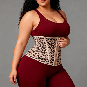 Corset amincissant respirant à imprimé léopard Langqin, grande taille, avec fermeture éclair et crochets, maintien moyen, pour femme - Product Image 2