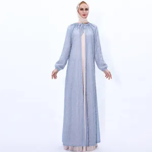 2021新款穆斯林连衣裙独特斗篷开衫设计，颈部拉绳设计，时尚透气伊斯兰服装91213