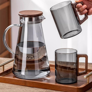 Đơn giản công suất lớn Ấm đun nước khói màu xám hổ phách rõ ràng nước lạnh bình nước giải khát ấm trà với tay cầm vòi - Product Image 6