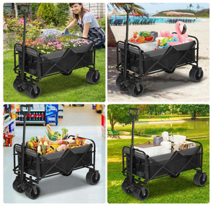 HOTO 4 Wheels Fishing Trolley Cart Camping <strong>Beach</strong> <strong>Wagon</strong> All Terrain Utility Metal Portable Collapsible Camping Cart Trolley - Product Image 6