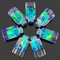 Set de dés polyédriques en résine à motif chat noir, avec flacon de potion couleur sang et liquide tourbillonnant au centre, pour la décoration de campagnes de jeu de rôle DND