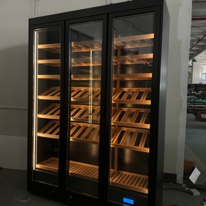 Enfriador de vino y bebidas con puerta de vidrio de doble capa personalizado de gama alta con control climático con elegante gabinete de bodega - Product Image 1