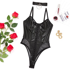 Monos sexis de cuero PU, conjunto de lencería sexy de encaje, ropa interior de nuevo diseño para mujer, conjuntos de lencería sexy de encaje, ropa interior para mujer - Product Image 5