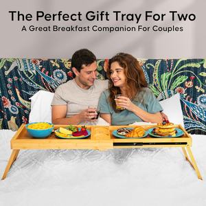 <span class=keywords><strong>Plateau</strong></span> de lit/<span class=keywords><strong>canapé</strong></span> rectangulaire en bois d'acacia, gain de place, double usage, avec emplacements pour tasses, idéal pour le petit-déjeuner, prêt à offrir - Product Image 3