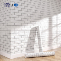 Wallpaper Bata Putih ORON 3D, Wallpaper Tempel dan Lepas, Stiker Dinding Bertekstur Perekat Sendiri untuk Dinding Kamar Tidur 24*393.7 inci