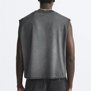 T-shirt da ginnastica per i muscoli dei pesi massimi personalizzati da uomo t-shirt con canotta corta <span class=keywords><strong>nera</strong></span> senza maniche - Product Image 2