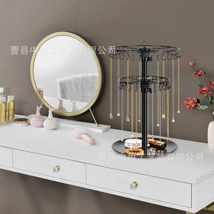 Jewelry Rack <b>Rotating</b> Necklace Display Stand With Earring Hooks Storage Organizer For <b>Desk</b> Use - Product Image 4