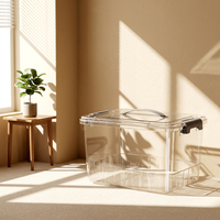 Boîte de rangement transparente en PP épaissi personnalisable avec fermeture à clip, grande capacité, organisateur de placard, couvercle anti-poussière, salon