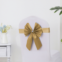 Prêt à expédier : Nœud de chaise universel en cuir PU de luxe avec longues franges, élastique et sans nœud, pour décoration de mariage