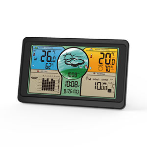 Station météo extérieure professionnelle DCF Radio horloge enregistreur de température intérieure <span class=keywords><strong>pluviomètre</strong></span> couleur affichage Max Min plastique ODM - Product Image 2