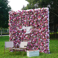 DKB Panneau Mural Floral en Soie de Haute Qualité, Mur de Fleurs Artificielles Rose 5D Sur Mesure pour Décoration de Mariage et Fond de Scène
