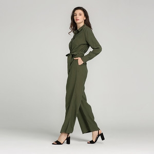 2020 Venta caliente <span class=keywords><strong>verde</strong></span> oliva parche bolsillo de manga larga <span class=keywords><strong>mono</strong></span> con cinturón - Product Image 6