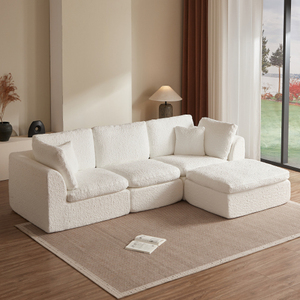 Cloud Sectional <b>Sofa</b> Set for Living Room Apartment Convertible L-Shaped Modular 3 Seater Modern Chenille <b>Sofa</b> Warm White - Product Image 1