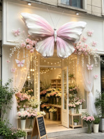 Grande sculpture de papillon géant G-75 à dégradé doux, faite à la main, pour toile de fond de mariage, vitrine de centre commercial, décoration de galerie d'art