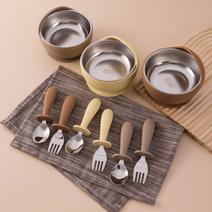 Stravagante Set di utensili per lumache in acciaio inossidabile 304 Silicone per alimenti senza BPA lavapiatti divertenti per imparare stoviglie - Product Image 5