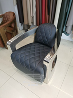 Cuir unique Foshan USA pour fauteuil aviateur, fauteuil de loisirs capitonné en cuir véritable pour chambre, hôtel et villa