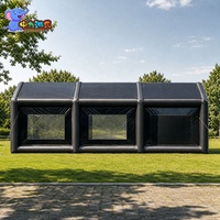 Tente de festival gonflable grande en PVC noir avec structure pneumatique pour festivals en plein air, événements culinaires, hôtellerie et location d'événements