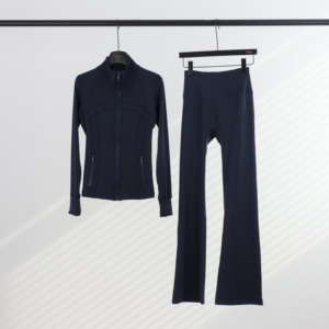 Conjunto Deportivo de 2 Piezas para Mujer, Chaqueta Deportiva con Pantalones Acampanados, Cintura Elástica, Estilo Informal para Otoño - Product Image 6