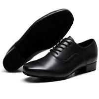 Zapatos de baile para hombre, calzado de salón latino de piel de vaca, tacones altos de 3cm, Tango
