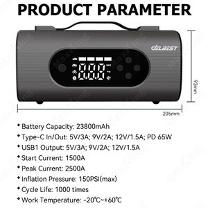 Démarreur de saut intelligent à charge rapide pour voiture 12V 8.0L essence 8.0L <span class=keywords><strong>Diesel</strong></span> gonfleur de pneu câble intelligent lithium moto - Product Image 2