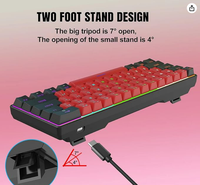 Mini Teclado Mecánico para Juegos con Cable, 60%, con 61 Teclas Cherry MX Rojas, Compatible con PC y Windows XP, Win 7, Win 10