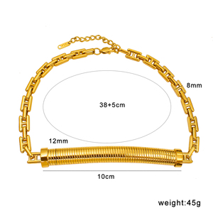 Collana geometrica dorata placcata per clavicola con colletto Hip Hop personalizzato in acciaio inossidabile - Product Image 6