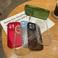 Anneau d'objectif de caméra couleur bonbon support étui de téléphone transparent pour iPhone 14 13 12 12pro 13pro Max support pliant Invisible couverture arrière