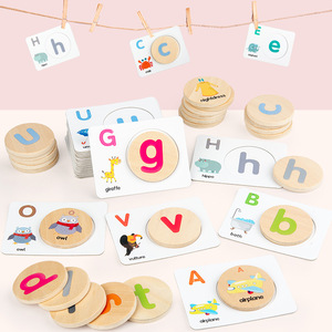 Tarjeta Flash de cognición del alfabeto inglés <span class=keywords><strong>para</strong></span> niños pequeños, Material de madera <span class=keywords><strong>para</strong></span> 5 a 7 años, aprendizaje de <span class=keywords><strong>palabras</strong></span> en inglés y alfabetos a juego - Product Image 3