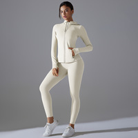 Nouvel ensemble de yoga à capuche avec fermeture éclair, vêtements de fitness haute performance, leggings rehausseurs de hanches, tenues de Pilates et de course à manches longues