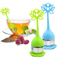 Bola teh daun & bunga 304 baja tahan karat dan Infuser teh silikon untuk teh longgar