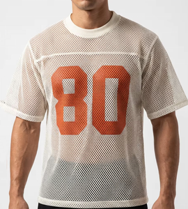 Maillots de football américain personnalisés en gros avec logo, style streetwear, coupe courte, en <span class=keywords><strong>maille</strong></span> respirante, impression sérigraphique - Product Image 2