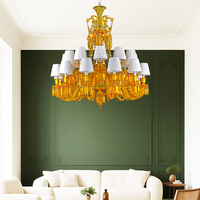 Livraison rapide décoration intérieure de luxe grand lustre en cristal Loft appartement jaune suspension pour Hall hôtel maison