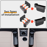 SHUNWEI Organisateur de rangement portable multifonction noir détachable en ABS pour l'espace latéral du siège de voiture, porte-gobelet, 1 à 3 compartiments
