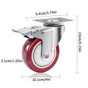 Roda de borracha universal industrial pesada com freio universal rodas rodízios de 5 polegadas