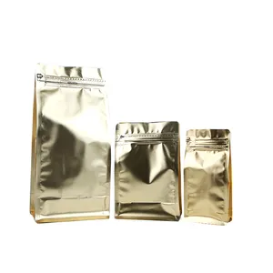 Saco de café Ziplock com fundo plano e reforço lateral para café, saco de café com válvula e zíper, impresso personalizado e reutilizável