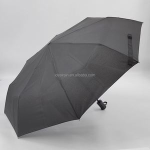 Fabricant de parapluies en gros – Parapluie pliant trois volets de 21 pouces à ouverture entièrement automatique, cadre métallique noir, promotion publicitaire - Product Image 3