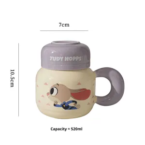 Mug en céramique réutilisable de grande capacité (520 ml) avec couvercle, design animalier de dessin animé, mug à café Judnick pour cadeaux - Product Image 5
