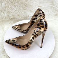 Escarpins léopard élégants pour femmes avec talons de 6 cm/8 cm/10 cm/12 cm – Chaussures de travail pour l'été
