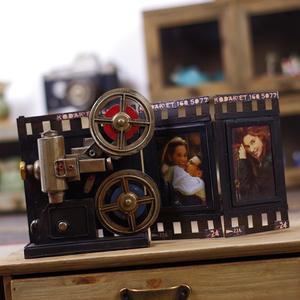 हस्तनिर्मित धातु शिल्प रेट्रो विंटेज क्लासिक फोटो फ्रेम के लिए फिल्म प्रोजेक्टर <span class=keywords><strong>Bioscope</strong></span> मॉडल प्रोप उपहार घर सजावट आभूषण - Product Image 3