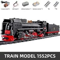 Kits de construction de trains Mould King 12003, locomotive à vapeur QJ, train électrique RC, rails, jouets en briques pour enfants, cadeaux de Noël