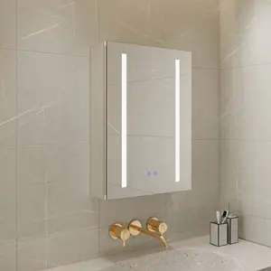 Frontlit Modern duvara monte lavabo buğu Vanity Light Up akıllı depolama tuvalet tuvalet Led banyo tıp aynalı dolap